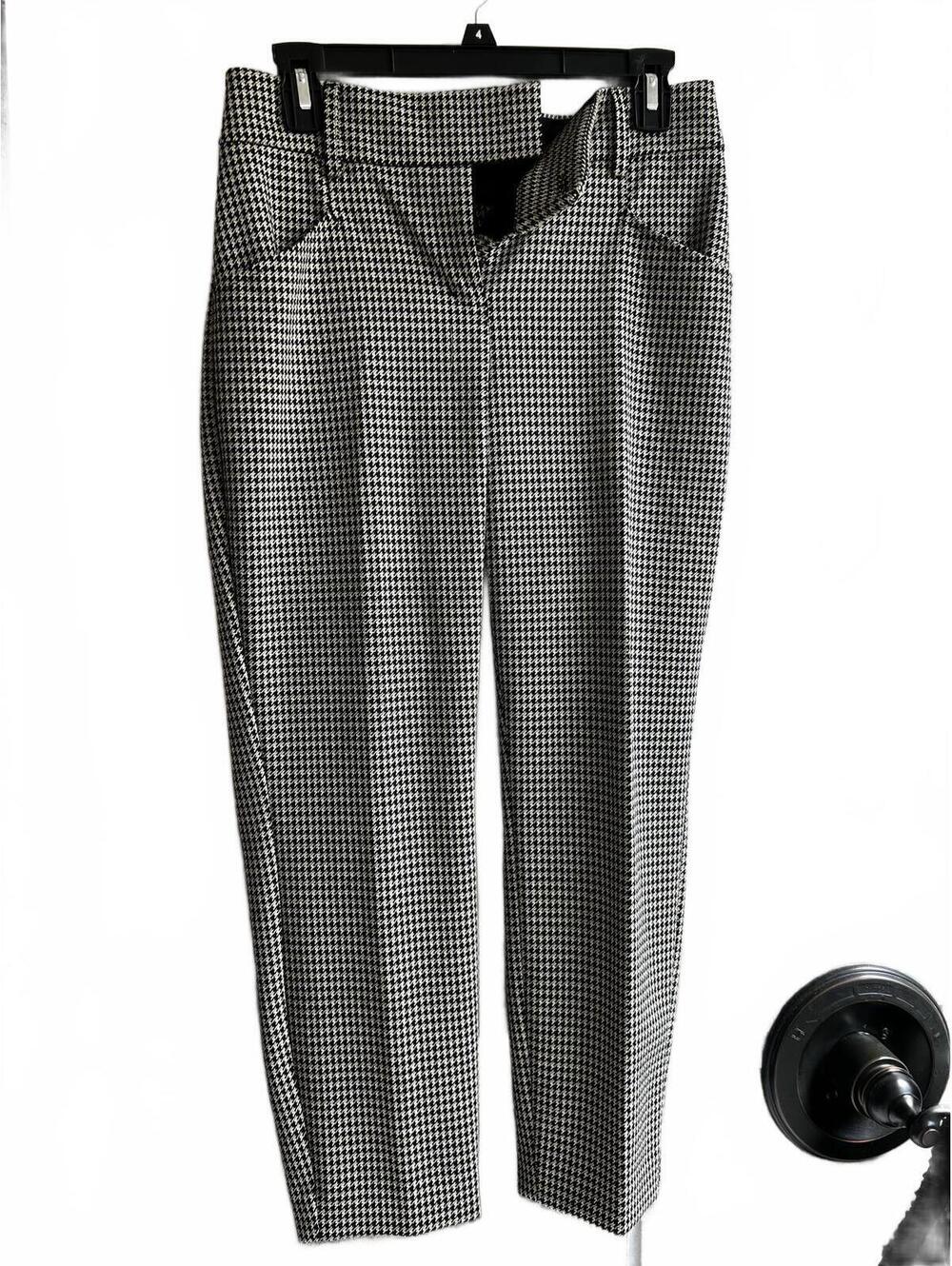 Express Women's Ankle Mid-Rise Pants, Size 2S, Black And White